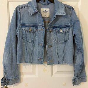 Hollister Women's Small cutoff cropped Blue Denim Jacket